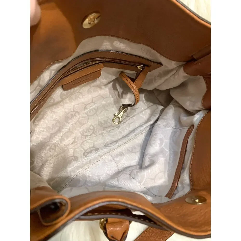MICHAEL KORS Luggage Tan Pebbled Leather Vintage HAMILTON Lock Satchel - MINT!